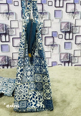 MS7 Quilted European-Style Laptop Bag – Blue Tile Print